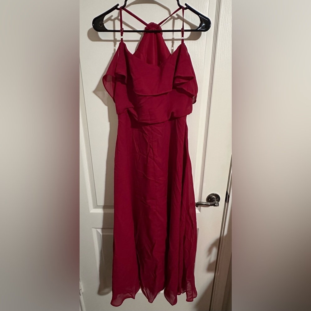 Chiffon Prom Formal Party Princess girl 13 to 15 years burgundy christmas, party - Picture 6 of 9